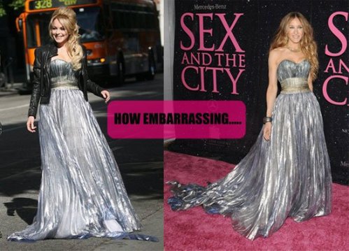 Lindsay Lohan in Nina Ricci SATC Sex and the City Sarah Jessica Parker Gown 